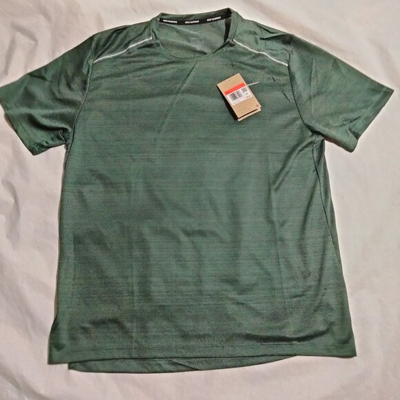 Nike Men’s Dri-Fit Miler Running Shirt Jungle Green Reflective Sz L AJ7565-338 - Picture 1 of 6